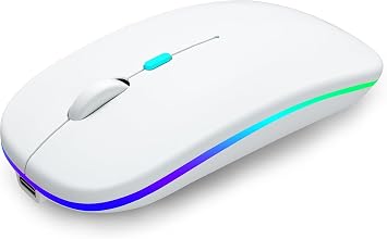Wireless Mouse, Bluetooth 5.2, Silent, Instant Connection, High Sensitivity, Wireless Mouse, 7 Colors LED Light, 3 DPI Switching, Type-C Charging, 2.4 GHz Optical, Lightweight, Compact, High Precision