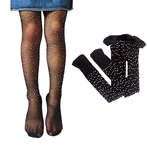 Little Girls Thin Rhinestone Fishnet Sparkle Tights Toddler Kids Glitter Stockings Footed Net Leggings Pantyhose