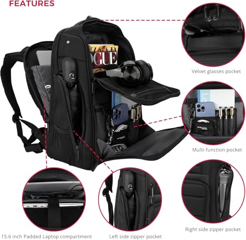 Swissdigital Design Fits 15.6 inch Large Laptop Backpack for Men and Women, Computer Bag with USB Charging Port and Vibrating Massager for Business/Travel/Commute Daily, Black | SENSOR2