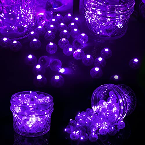 Image of Aogist 100Pcs Purple Balloon Lights with Hook,Long Standby Time,Waterproof Mini Light for Birthday Party Wedding Christmas Halloween Easter Decorative (Steady)