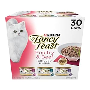 Purina Fancy Feast Grilled Wet Cat Food Poultry and Beef Collection Wet Cat Food Variety Pack – (Pack of 30) 3 oz. Cans