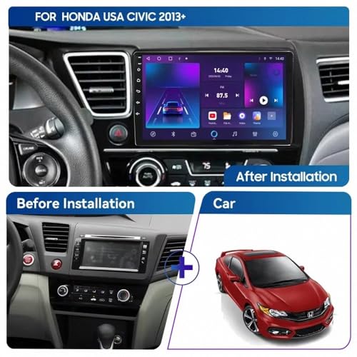 Autoradio Touchscreen Display de 4 núcleos con Mirror Link para Civic 2013 6