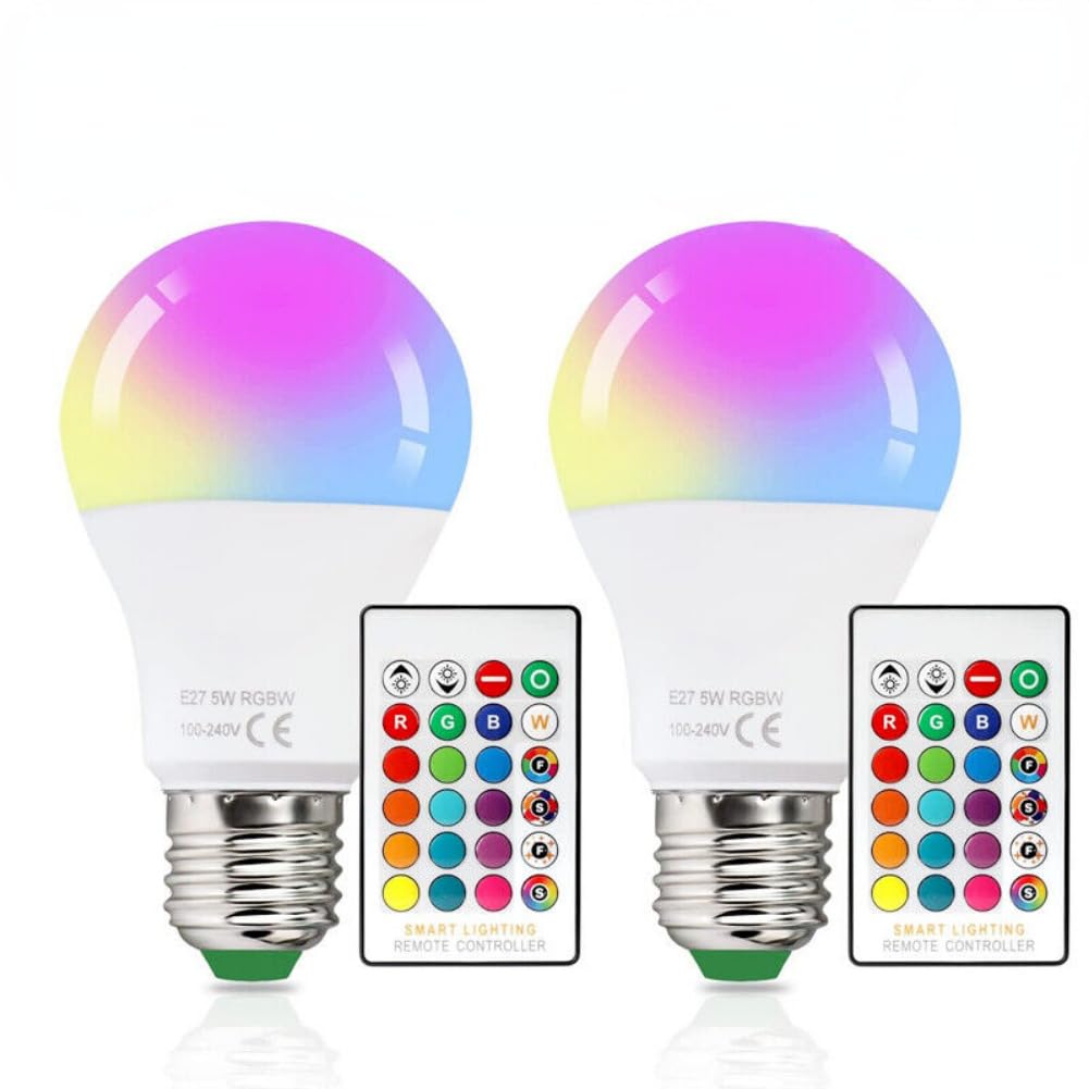 anso RGB Colour Changing 4 Modes Remote Controlled LED Light Bulb B22 E27 A50 A70 GLS (A50/3W,2pcs)