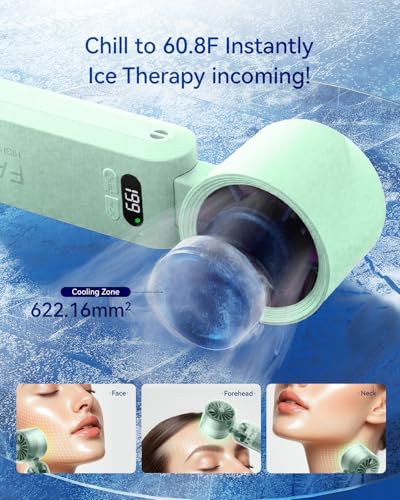 Image of Handheld Portable Turbo Fan with Ice Cooler, Speed (1-199) 5500mAh Rechargeable Personal Fan,[20H Cooling Time] Mini Yet Powerful [20000 RPM] Small Pocket Fans for Travel /Outdoor /Office, Light Green