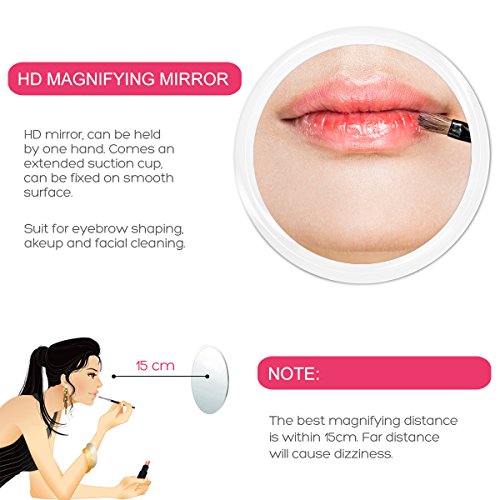 Frcolor 10X Magnifying Mirror with 3 Suction Cups Cosmetic Make Up Mirror Folding Pocket Mirror 5.9 Inch (White)