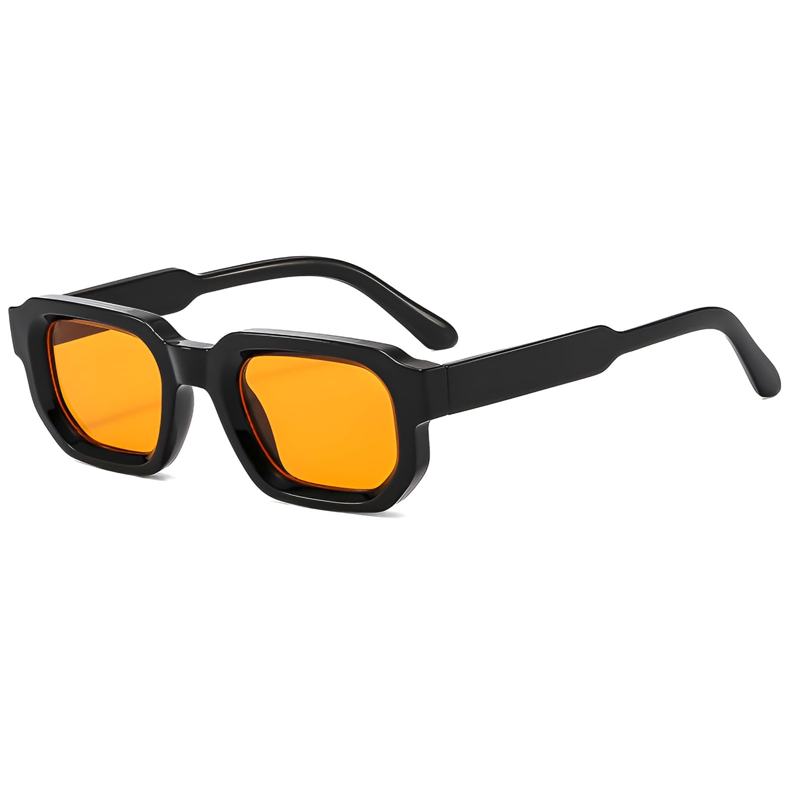 Unisex Retro Square Sunglasses with Blue Tinted Lenses – Lightweight Black Frame UV Protection-image-0