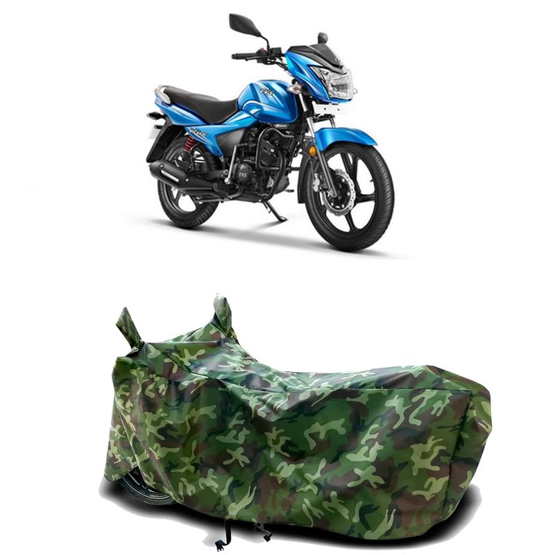 Image of DUFFEL-100% Heat Protection Two Wheeler Bike /Scooty Body Cover for TVS Victor Water Resistance /UV-Rays /Birds Dropping /Scratchproof /Dust Proof /Waterproof[Green Jungle Print]