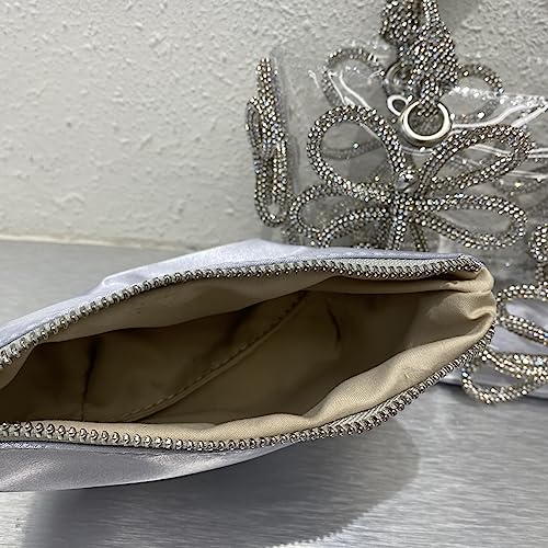 Image of Clear Rhinestone Handbag for Women Crystal Evening Purses with Handle Glitter Handbag for Wedding Party Prom