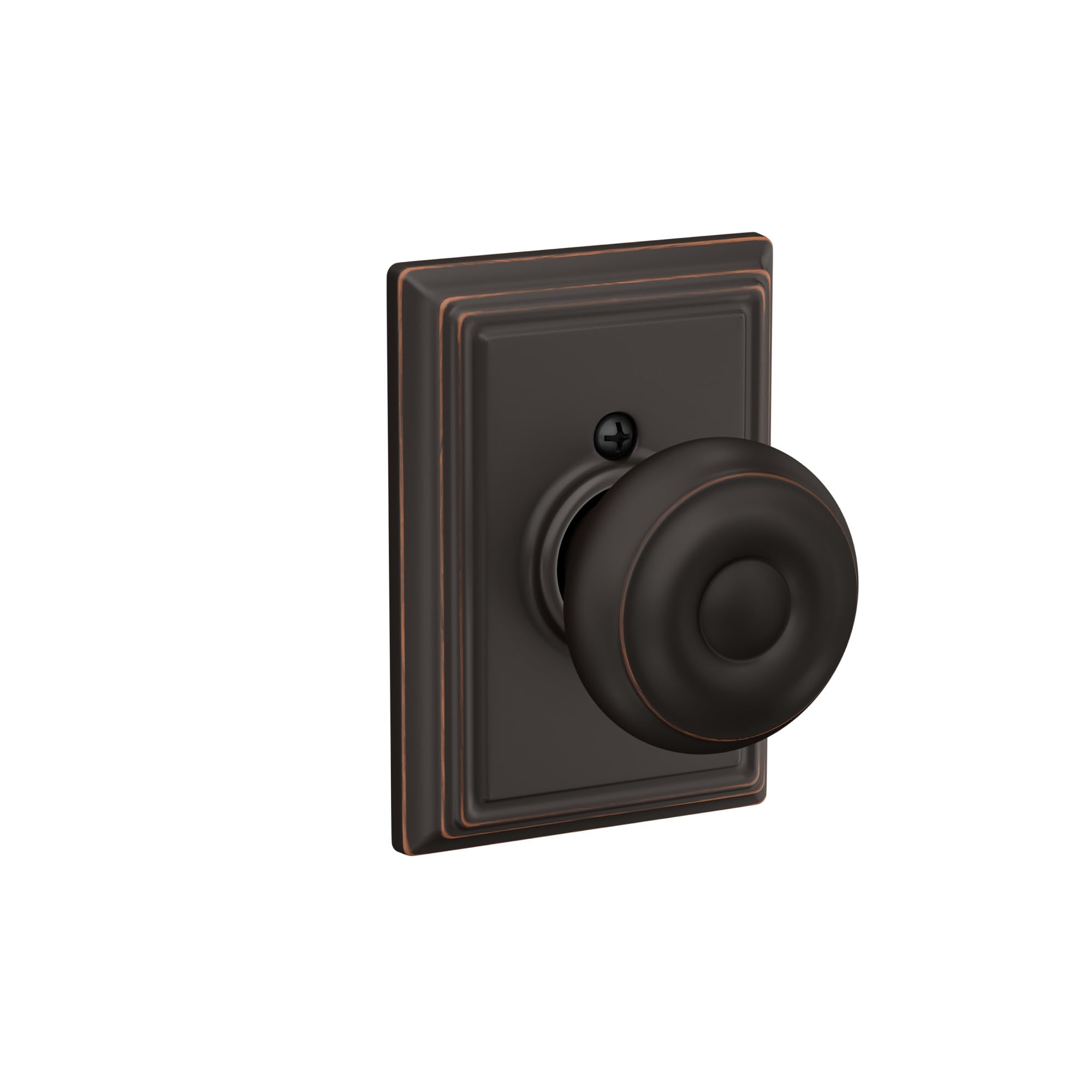 Schlage F170 GEO 716 ADD Georgian Door Knob with Addison Trim, One Sided Non-Turning Dummy Door Handle, Aged Bronze