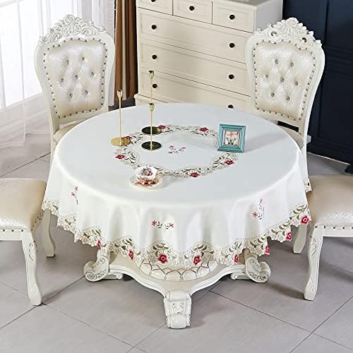 Inmerget Little Rose Flower Embroidered Small Square Tablecloth Ngithstands Cover End Table Cloth Rustic Style Dresser Scarf 85x85cm