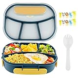Kids Bento Box with Picks, NatraProw 4 Compartment LeakProof Bento Box, Toddler Bento Bo...