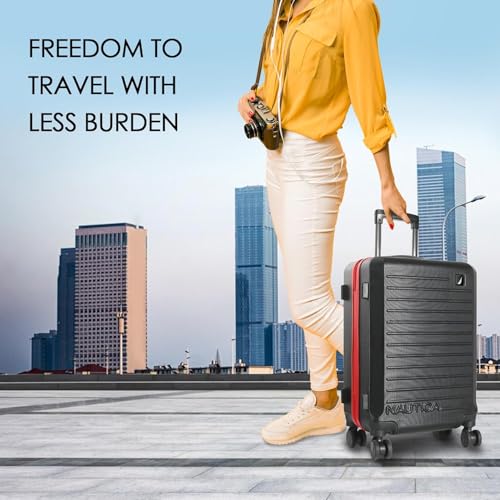 Image of Nautica Trolley Luggage Bag 20 inches - Lightweight | ABS Hardshell Material|Trolley with 4 Spinner Wheels and Resetable Combination Lock | Unisex | Small Cabin Trolley Bag for Men & Women, Black