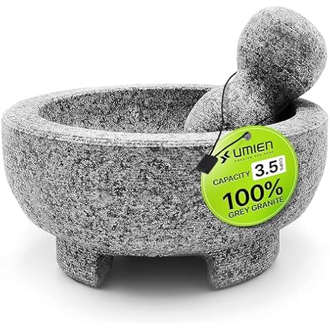Granite Mortar and Pestle Set with Bonus Avocado Tool Cover