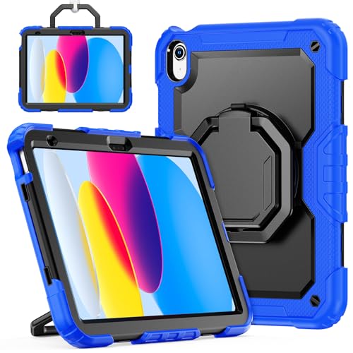 Étui pour iPad 11" 2025 antichoc avec béquille intégrée et poignée bleu foncé