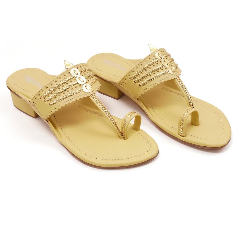 Image of Handcrafted Heeled Kolhapuri Sandals