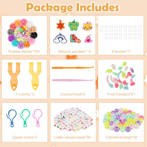 Image of PATPAT Loom Rubber Band Bracelet Making Kit, 13-Color Elastic Woven Rubber Bands Bracelet Making Set with Assorted Charms, DIY Jewelry Craft Set with Beads, Cords & Accessories for Kids and Adults
