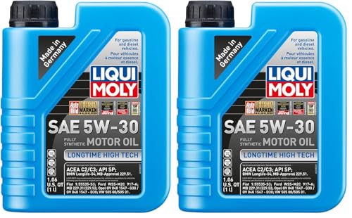 LIQUI MOLY Longtime High Tech SAE 5W-30 | 1 L | Synthesis technology motor oil | SKU: 2038 (Pack of 2)