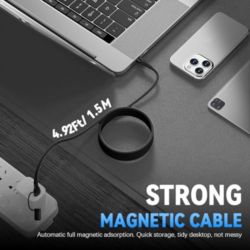 Image of Verilux PD 60W 4 in 1 Magnetic Type C Cable, 4.92Ft /1.5M Type C To Type C Cable Fast Charging, 480Mbps USB C to USB C Cable Data Sync Nylon Braided for iPhone 16 /15, Galaxy S24 /S23, MacBook, iPad