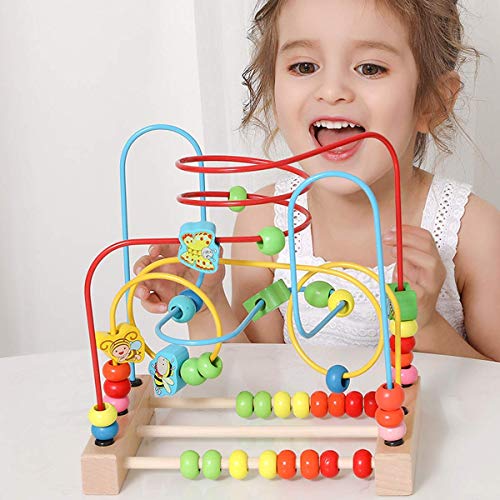 Jacootoys Motorikschleife aus Holz Tier Holzspielzeug mit DREI verschiedenen Schleifen Roller Coaster Motorik Maze Spielzeug für Kinder