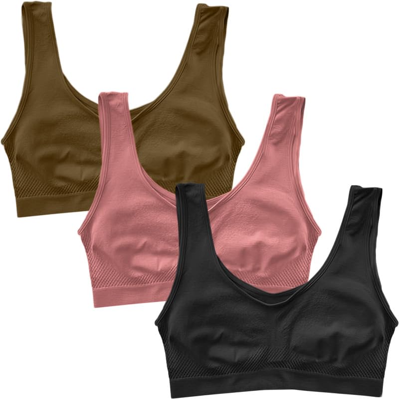 Pack of 3 Seamless Air Bra: Stretchable, Non-Padded, Non-Wired Sports Bra for Women