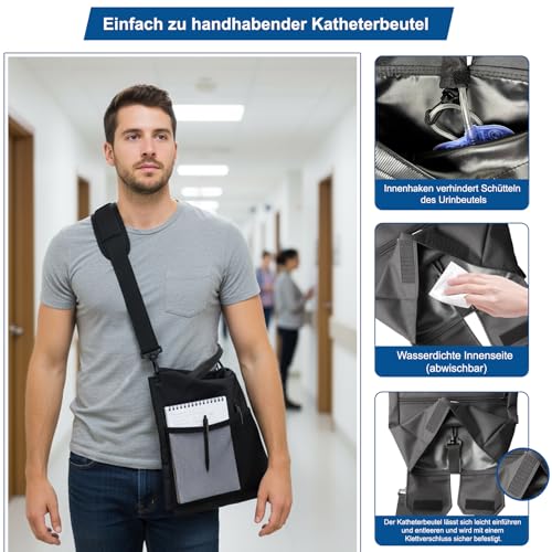 Katheter Tasche 2000ml,Urinbeutelabdeckung Mit Katheter-Schlauch-Abdeckung Und Verstellbarem Gurt, Taschen Für Urinbeutel Geeignet Für Rollstühle Und Umhängetaschen-Sicher Und Diskret