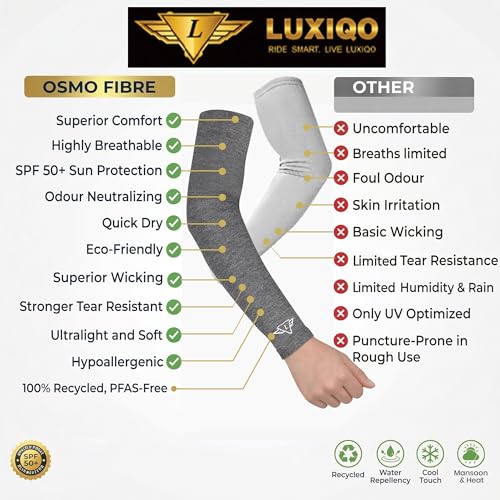 Image of Osmo Fibre Arm Sleeves - SPF 50+ UV Protection, Ultra-Soft Cooling Compression Fabric, Breathable & Odour-Resistant Sun Sleeves | Running, Cycling, Gym & Outdoor Sports