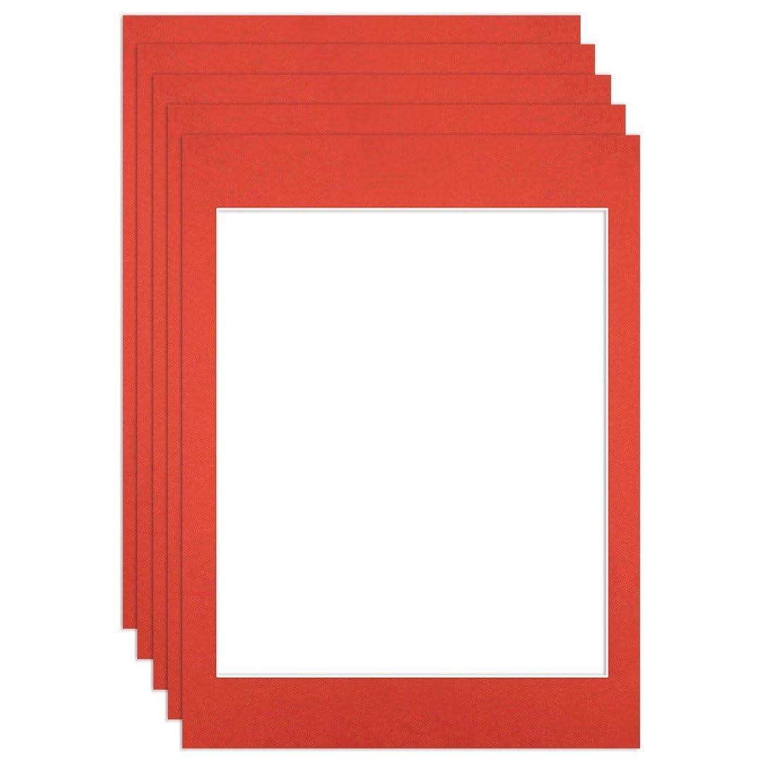 Procut Global 16x12" Poppy Red Picture Mounts to Fit 12x10" Aperture - Precision Cut Cardboard Photo Mount - Ideal for Frames, Prints, Artwork & Certificates - Sizes & Colours Available - 5 Pack