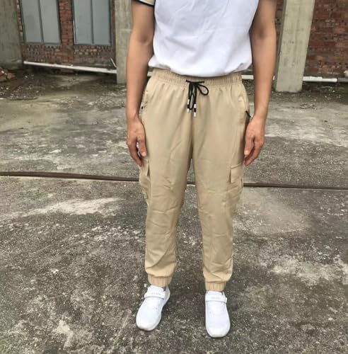 Boys Girls Joggers Cargo Pants with Zipper Pockets Elastic Waist School Casual Trousers3