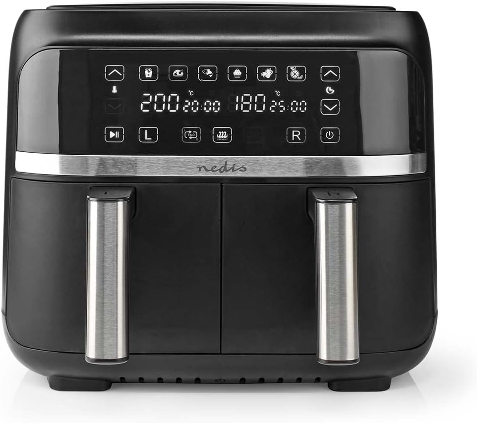 NEDIS KAAFD350EBK - Friggitrice ad aria calda, 2 x 3,8 l, timer: 60 min, digitale, nero NEDIS KAAFD350EBK - Friggitrice ad aria calda, 2 x 3,8 l, timer: 60 min, digitale, nero