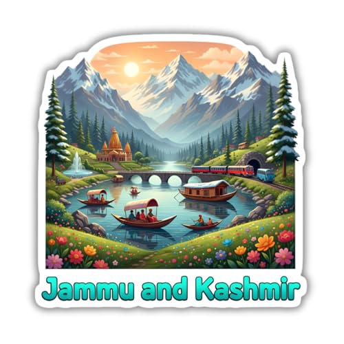 Image of Apna Gift Landmarks Decorative Fridge Magnet, Indian Tourism Design with State Famous Items Cultural Theme Typography(1, Jammu & Kashmir Theme)