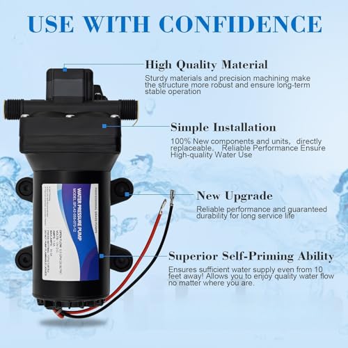 Image of 5059-1310-D011 12V 5.3 GPM Automatic Demand Diaphragm Water Pump With 60 PSI Built-In Pressure Switch Viton Valves Self-Priming & 1 /2 inch NPTF Port For RVs