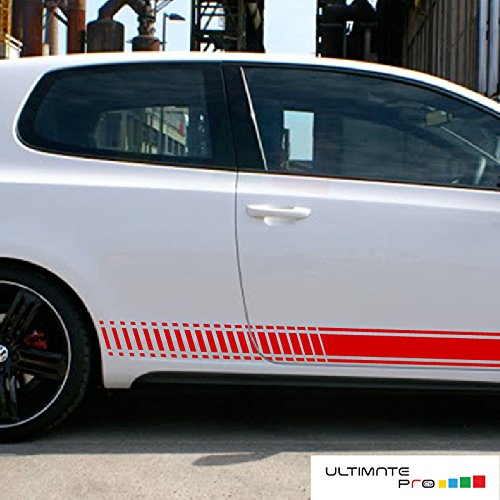 Bubbles Designs Set Of Racing Side Stripes Decal Sticker Graphic Compatible With Volkswagen Vw Golf 2003-2016 Models #TOP1