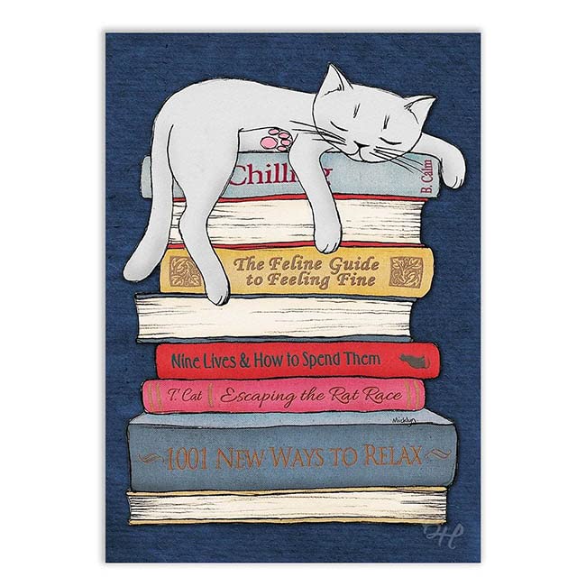 Placa decorativa - Gato livros