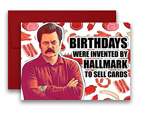 Ron Swanson Inspired Parks and Recreation Parody Birthday Card Meat Tornado 5x7 inches w/Envelope
