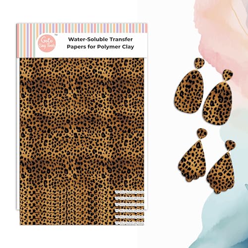 GOTO CLAY TOOLS Cheetah Clay Transfer Paper - 6 Pcs, Transfer Paper for Polymer Clay, Leopard pattern Polymer Clay Transfer Sheet for Jewelry Making TPUS-952