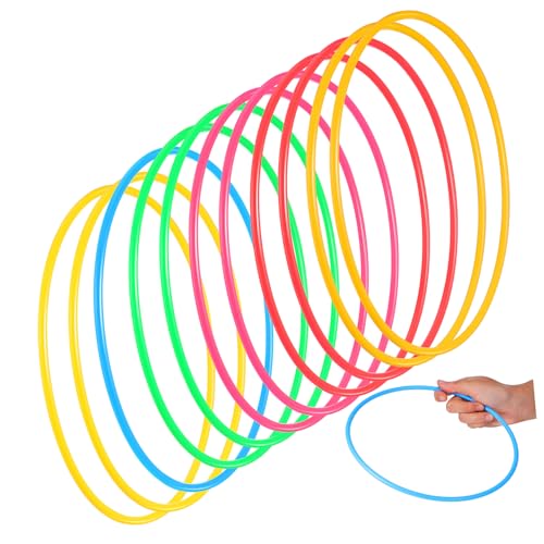 BRIGHTFUFU 12 Pcs Plastic Toss Rings for Agility Practice and Outdoor Fun Durable Smooth Edged Tossing Rings