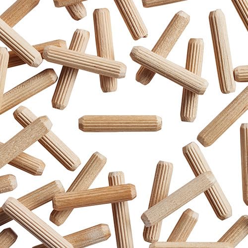 WidgetCo 1/4" x 1-1/4" Wood Dowel Pins, Multi-Groove (Qty 1000)