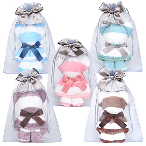 Formemory ハンドタオル プチギフト くまさん タオルベア 可愛いタオル 30*30cm ポリエステル 5個セット