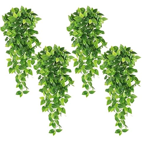 HATOKU 4pcs Fake Hanging Plants 3.6FT Artificial Ivy Vine Leaves for Patio Home Bedroom Wedding Indoor Outdoor Wall Decor Cover