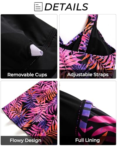 Image of Aqua Eve Plus Size Swim Dress - Two Piece Tankini Swimsuit Tummy Control Bathing Suit with Shorts 2025