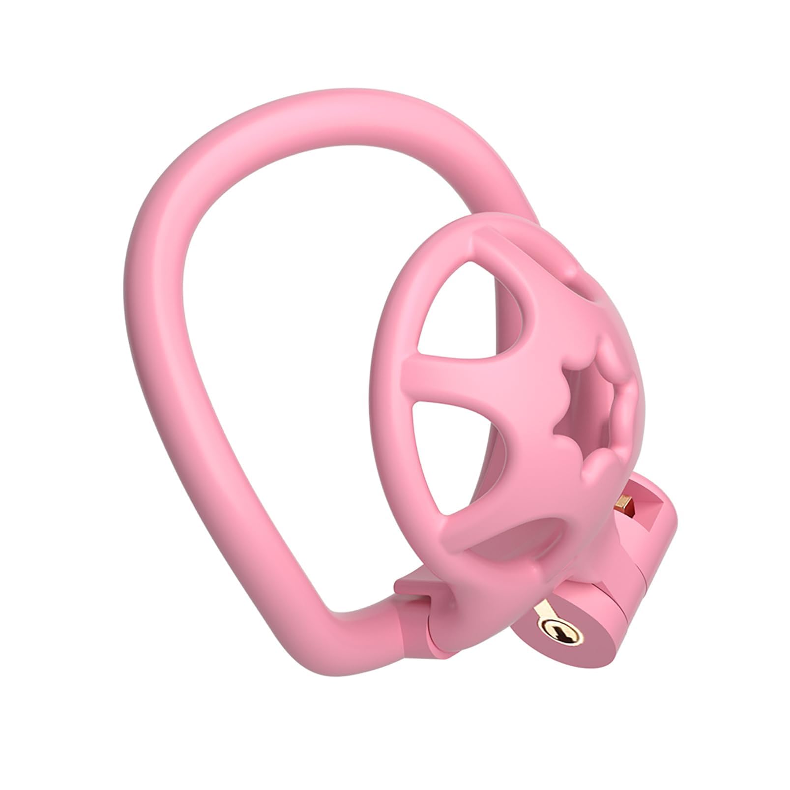 Jaula de castidad transpirable Starlight para hombres con 4 anillos para el pene. Diseño de ángulo amplio. Jaula para el pene. Juguetes sexuales invertidos (Pink)