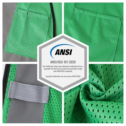 Image of JKSafety Safety Vest for men women Hi Vis Vest with Pockets and Zipper High Visibility Meet ANSI Standard(BX310
