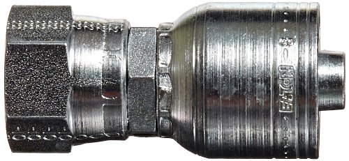 Image of Aeroquip 1AA10FJ8 Carbon Steel Global TTC (Thru the Cover) Crimp Hose Fitting Female JIC Swivel, Straight, 1 /2 inch Hose ID, 7 /8 inch - 14 Thread