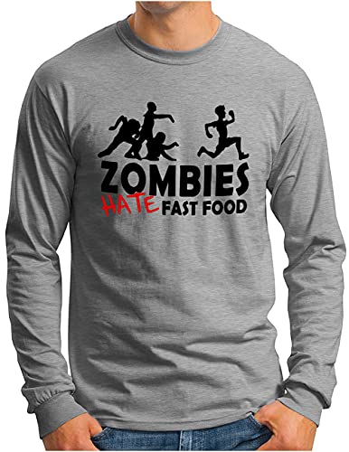 T-shirt manches longues OM3 Zombies Hate Fast Food gris XXL