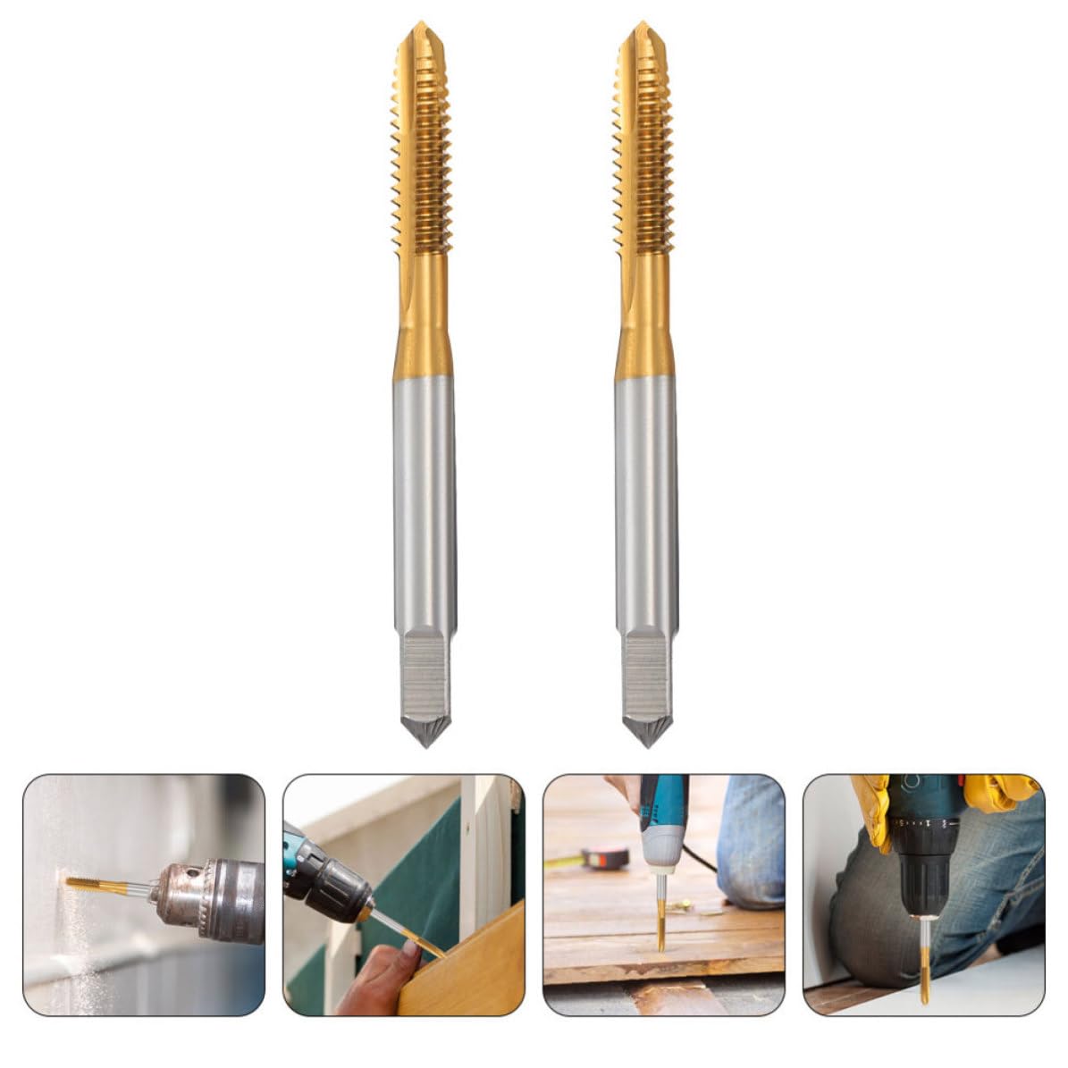 2pcs High-Speed Steel Titanium-Plated Taper Tap Drill Bit for Metal | Thread Repair and Mechanical Processing, Precision-designed Tapered Tip, Rust and Corrosion Resistance for Efficient Work