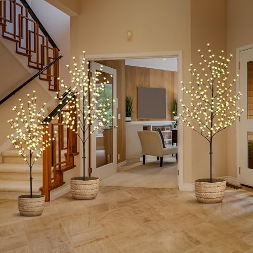 Lightshare-LED-Lighted-Cherry-Blossom-Tree-4FT-5FT-and-6FT-Warm-White-Pack-of-3-Decorate-Home-Garden-Summer-Wedding-Birthday-Christmas-Holiday-Party-for-Indoor-and-Outdoor-Use Lightshare LED Lighted Cherry Blossom Tree 4FT 5FT and 6FT Warm White Pack of 3 Decorate Home Garden Summer Wedding Birthday Christmas Holiday Party for Indoor and Outdoor Use