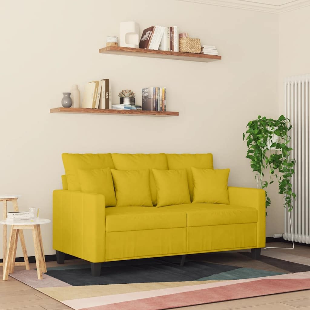 Canapé 2 Places, Causeuse de Salon Fauteuil Sofa 2 Places Jaune 138 x 77 x 80 cm Velours