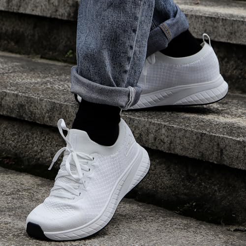 Image of Mens Slip on Lightweight Walking Shoes Non Slip Breathable Running Shoes Comfort Tennis Workout Gym Sneakers with Shoelace