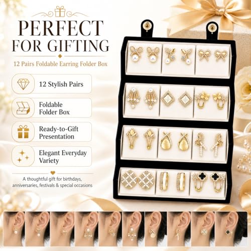 Image of Shining Diva Fashion 12 Pairs Set Earrings for Women Girls with Stylish Organizer Box | Valentine Birthday Rakshabandhan Gifts for Girls Girlfriend Wife Sister