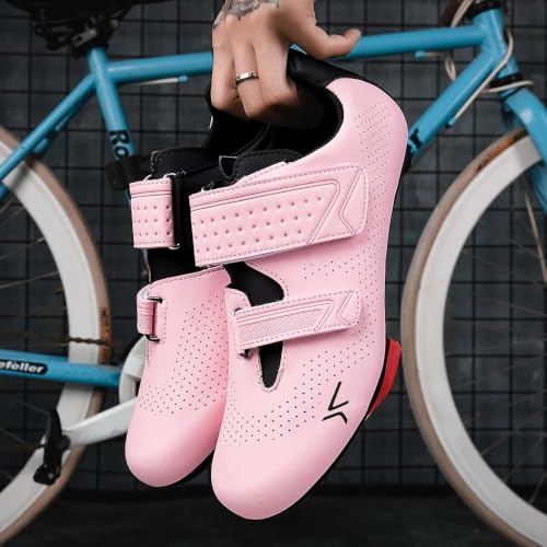Image of Mens Womens Cycling Shoes Compatible with Peloton Road Bike Riding Bicycle Pre-Installed Delta Cleats